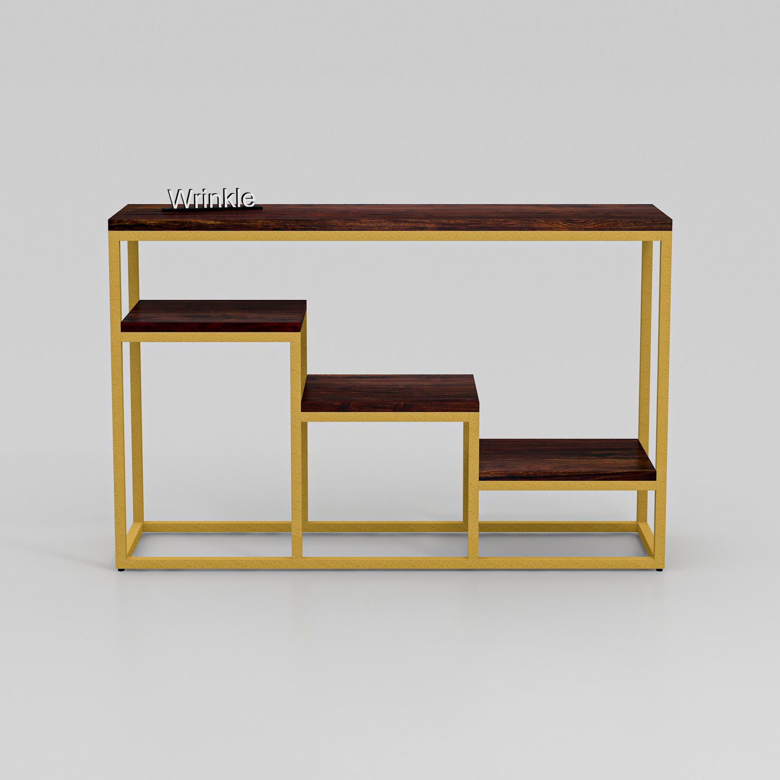 Modern Console Table In Sleek Golden  Rods Design in Metal With Sheesham Wood top - Furnishiaa -  -